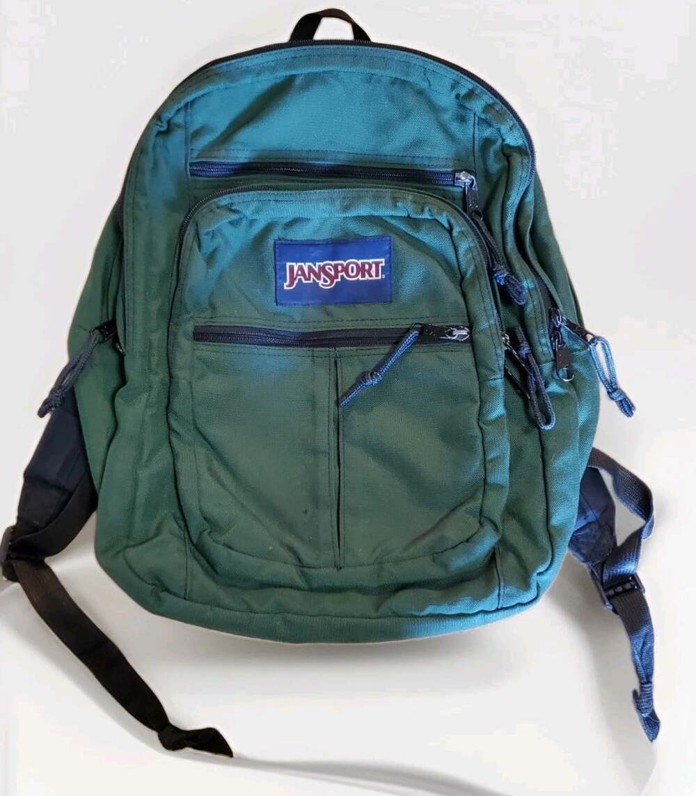 Jansport Forrest Green  Backpack Multiple Zipper Pockets